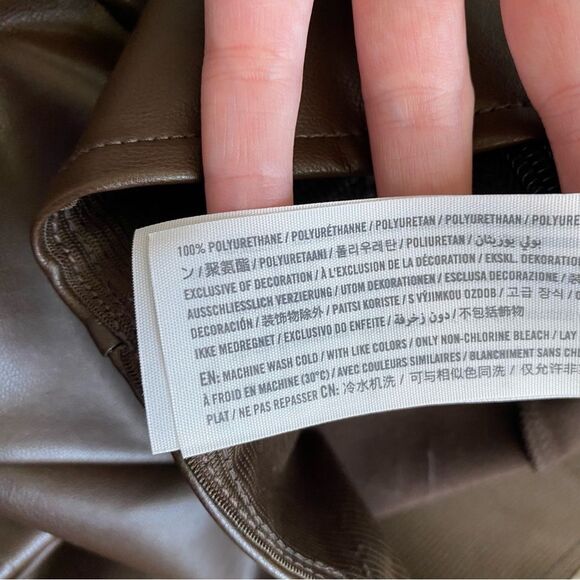 Abercrombie & Fitch Vegan Leather Brown Flare Pants - Picture 10 of 10